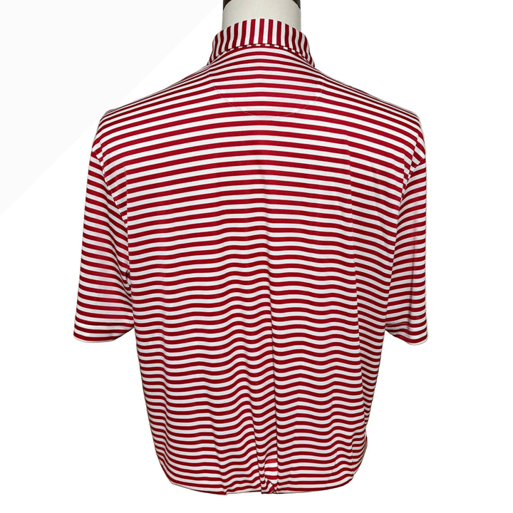 Greg Norman Recycled Microlux Stripe Polo - British Red/White - Large - Skorzie