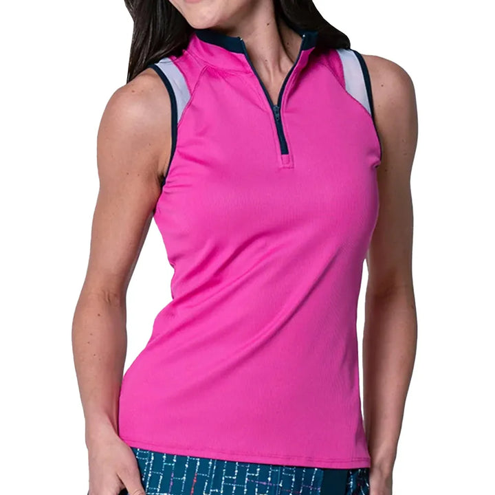 Lucky In Love Color Block Zip Tank - Mulberry
