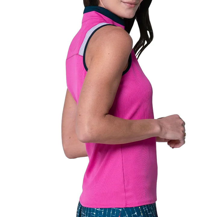 Lucky In Love Color Block Zip Tank - Mulberry