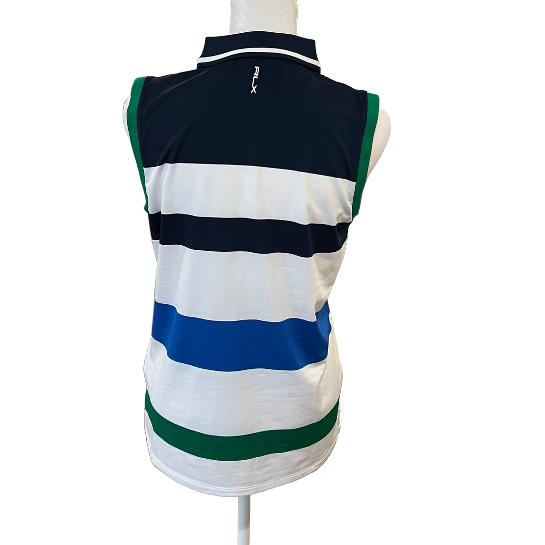 RLX Ralph Lauren Tailored Fit Sleeveless Polo (w/logo) - White Multi
