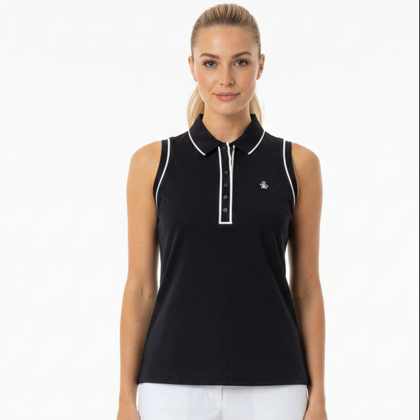 Original Penguin Women's Golf Polo Veronica Performance Sleeveless Black Size M