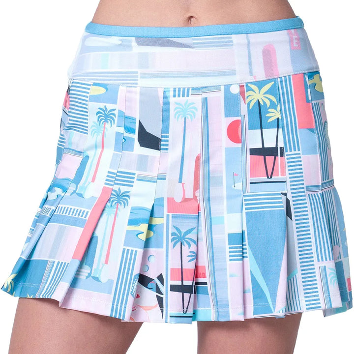 Lucky In Love Linen Nouveau Pleated Skort (16") - Periwinkle