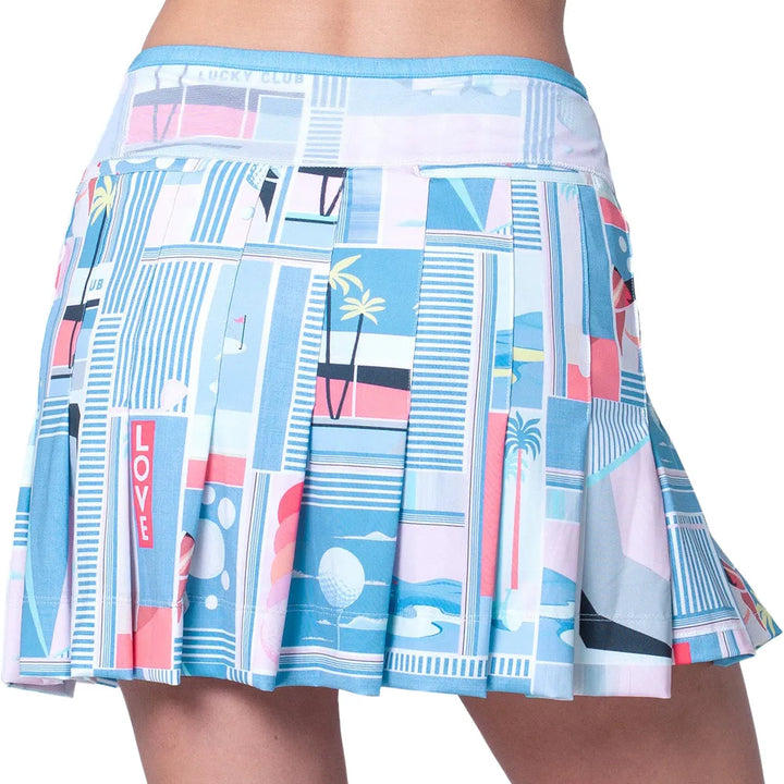 Lucky In Love Linen Nouveau Pleated Skort (16") - Periwinkle