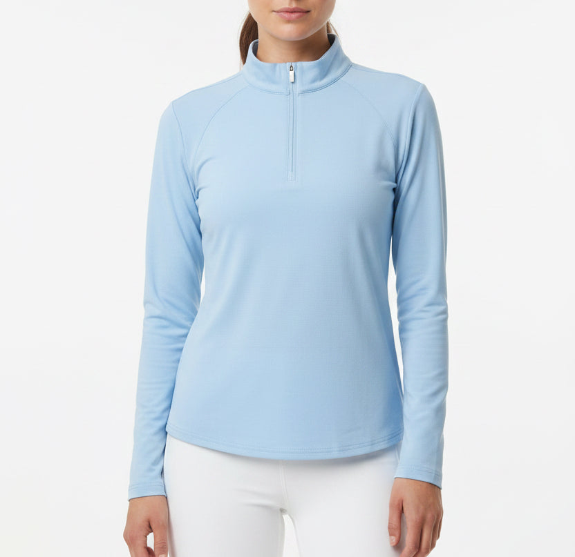 SanSoleil Women's Golf L/S 1/4 Zip Mock Baby Blue Size L