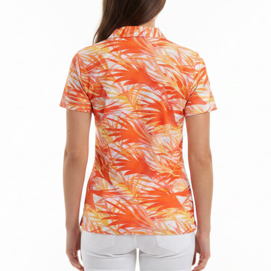 MDC Women's Golf Polo Watercolor Print Papaya Size 38