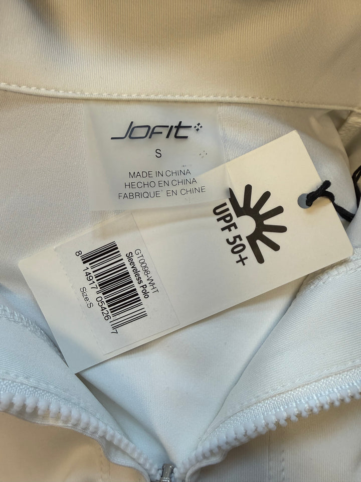 Jofit Sleeveless Zip Performance Polo (w/ logo) - White