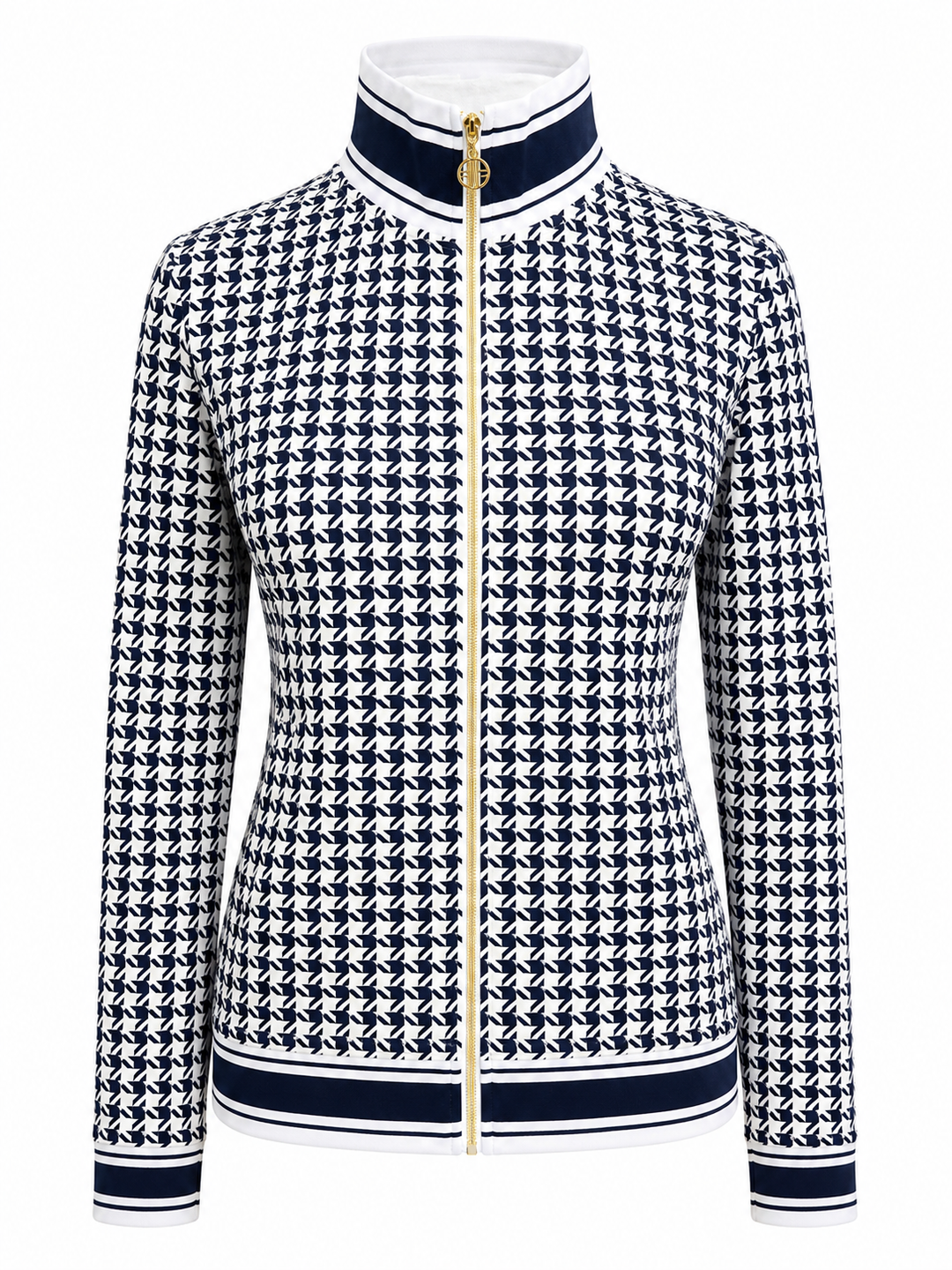 G-Lifestyle Women's Golf Stretch Performance Zip Jacket - Navy Houndstooth - Small