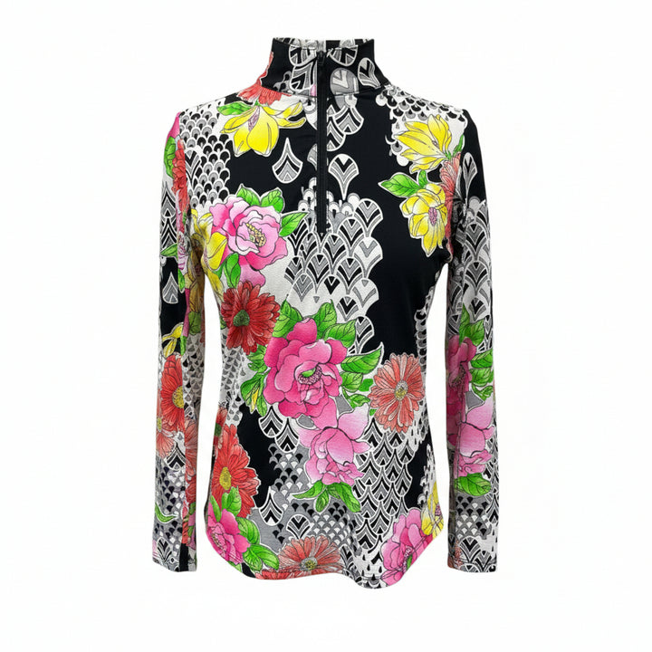 G-Lifestyle Quarter Zip Sun Protection Top - Deco Daisy - Skorzie