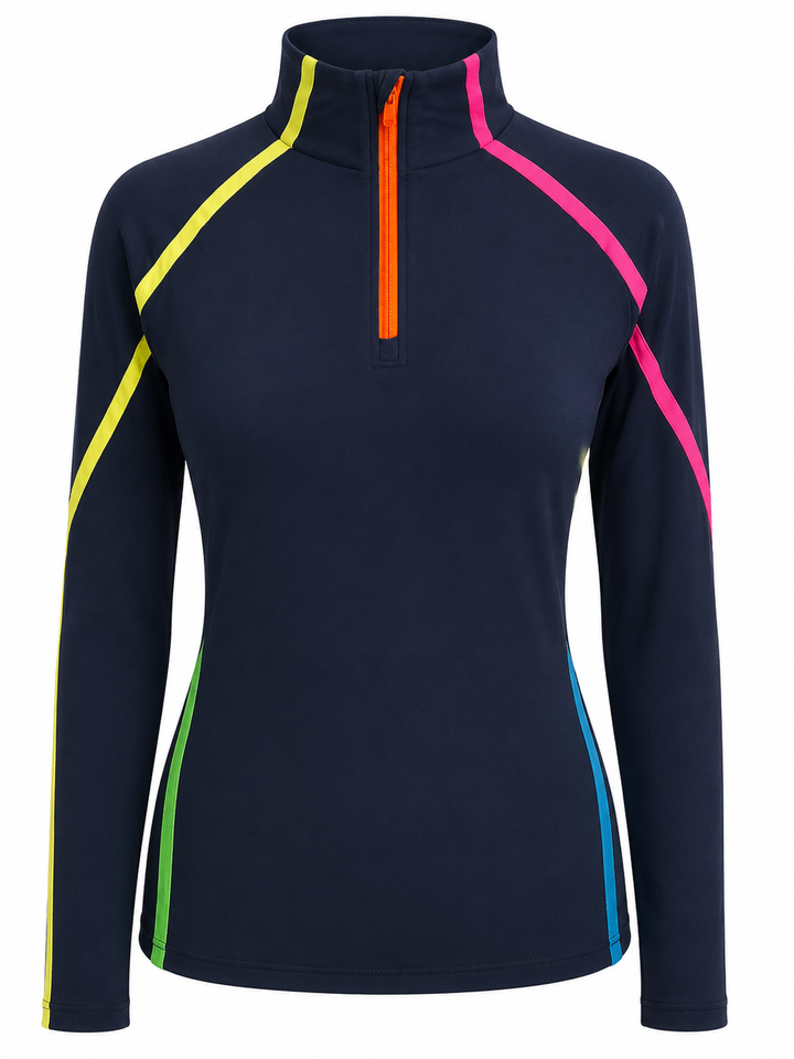 G/FORE Color Block Neon Quarter Zip (w/ logo) - Twilight - Small
