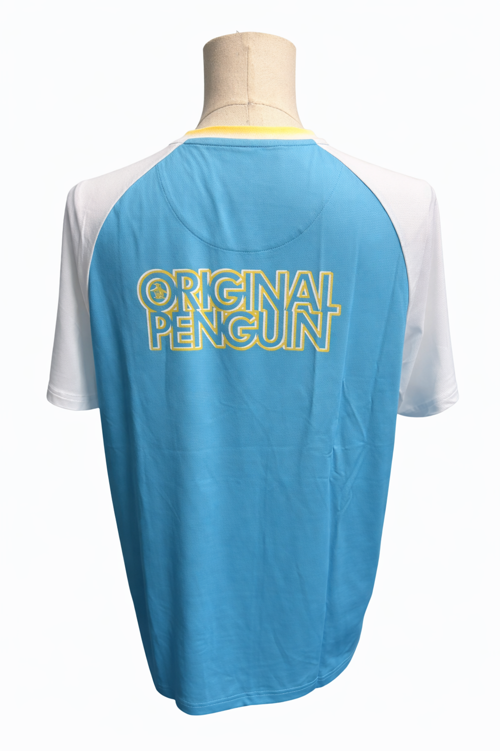 Penguin Logo Graphic Tennis Tee - White/Light Blue - Medium - Skorzie