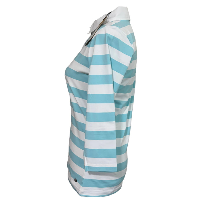 MDC Jersey Golf 3/4 Sleeve Polo - White/Sea Stripe - Skorzie