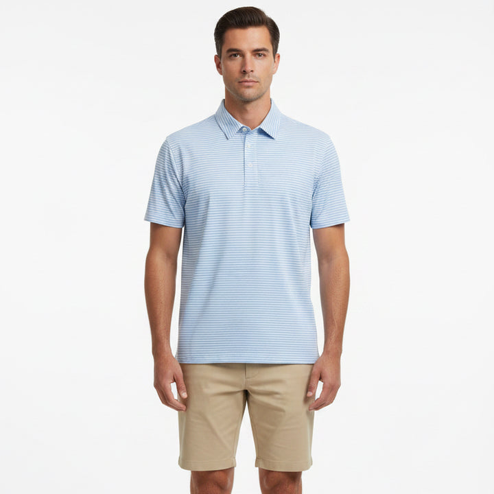 G/FORE Men's Polo All Play Stripe Stretch Knit Baja Size M