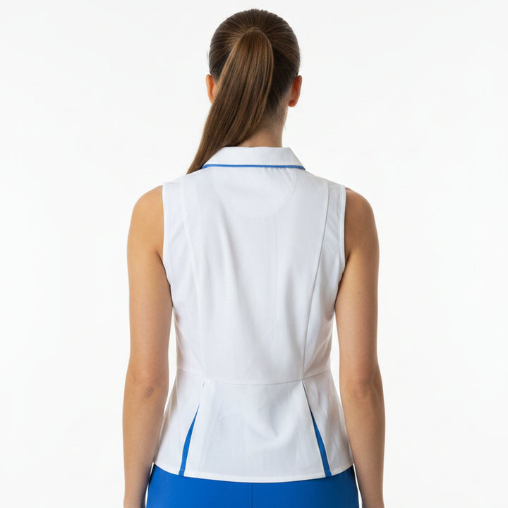 Original Penguin Women's Golf Polo Peplum Blocked White Size S