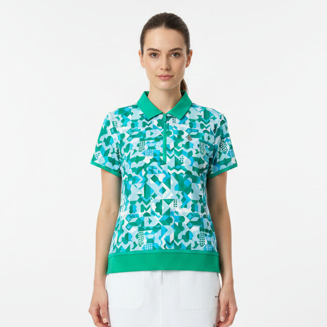 Original Penguin Women's Tennis Polo Quarter Zip Emerald Size S