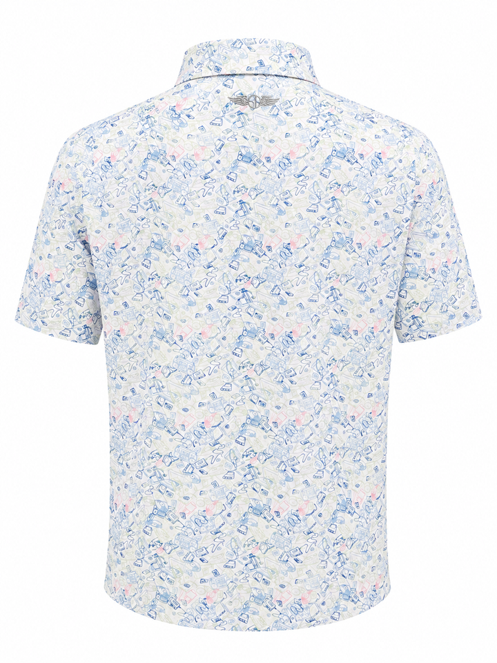 Straight Down Analog Polo (w/ logo) - White - Large