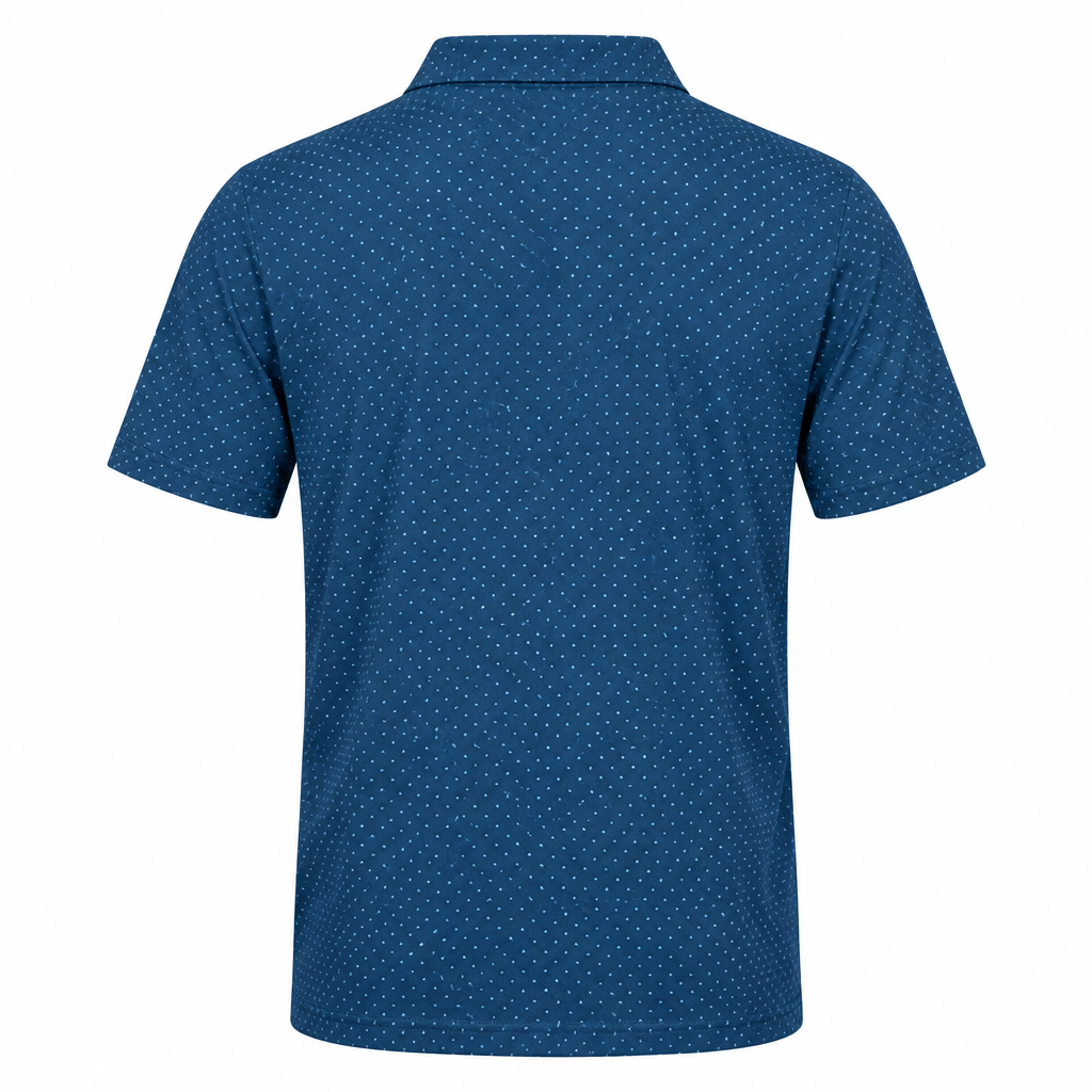 Collars & Co Men's Golf Polo Semi-Spread Collar Blue Dot Size L