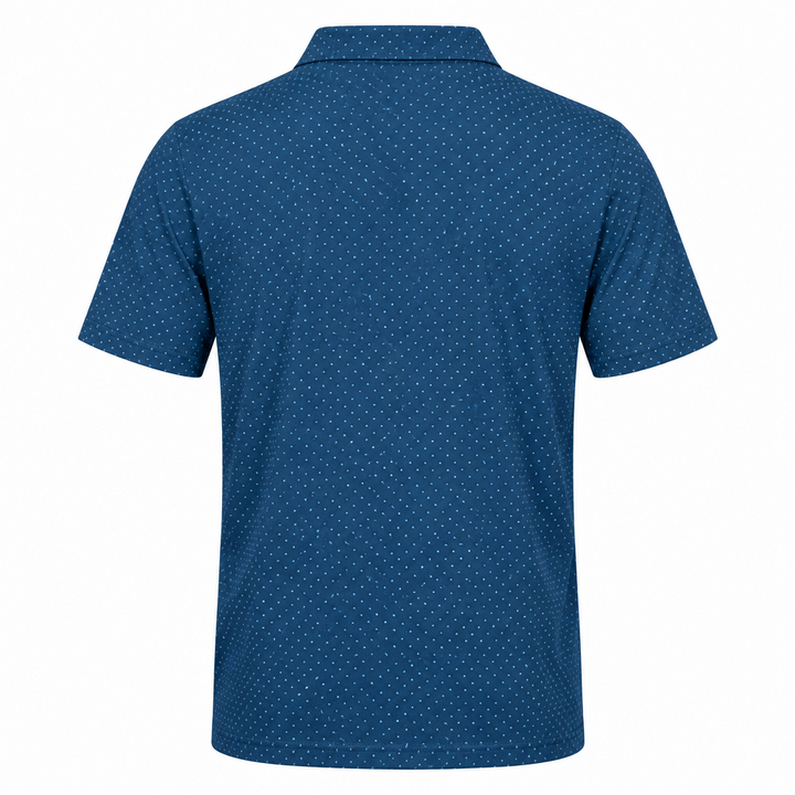 Collars & Co Men's Golf Polo Semi-Spread Collar Blue Dot Size L