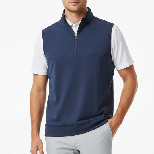 G/FORE Men's Golf Vest Brushed Back Tech Terry 1/4 Zip Twilight Size M