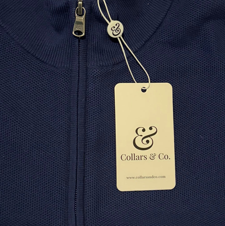 Collars & Co Men's Cotton Quarter Zip Navy Size M