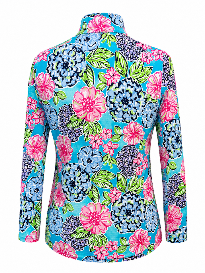 IBKUL Larisa Long Sleeve Mock Neck Top - Turquoise