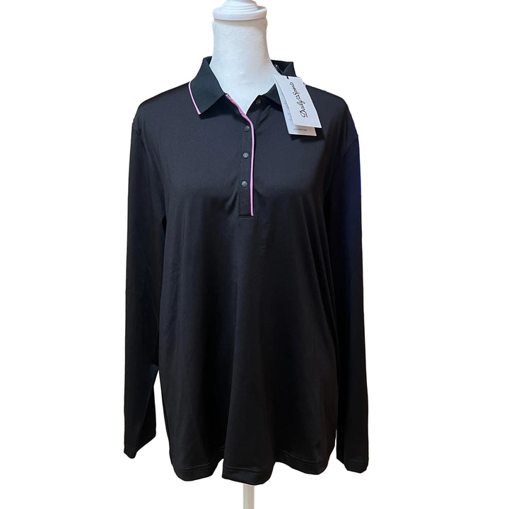 Daily Sports Embroidered LS Polo (w/ logo) - Black - X-Large - Skorzie