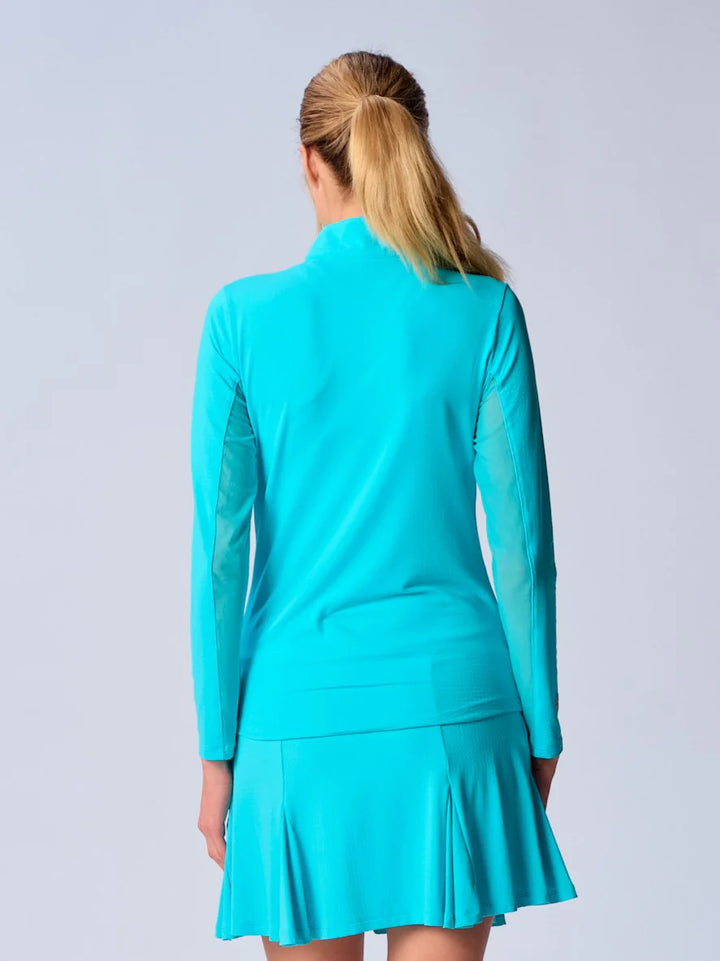 G-Lifestyle Quarter Zip Sun Protection Top - Caribbean Turquoise - Skorzie
