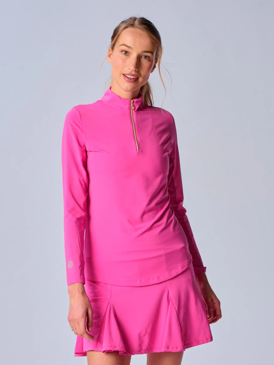 G-Lifestyle Quarter Zip Sun Protection Top - Hot Pink - Skorzie