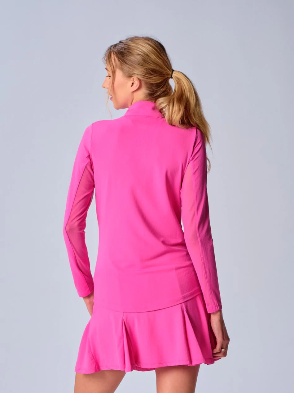 G-Lifestyle Quarter Zip Sun Protection Top - Hot Pink - Skorzie