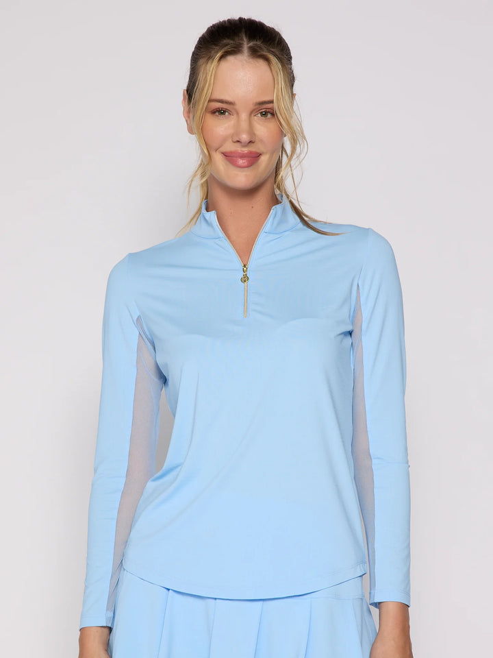 G-Lifestyle Quarter Zip Sun Protection Top - Light Blue - Skorzie