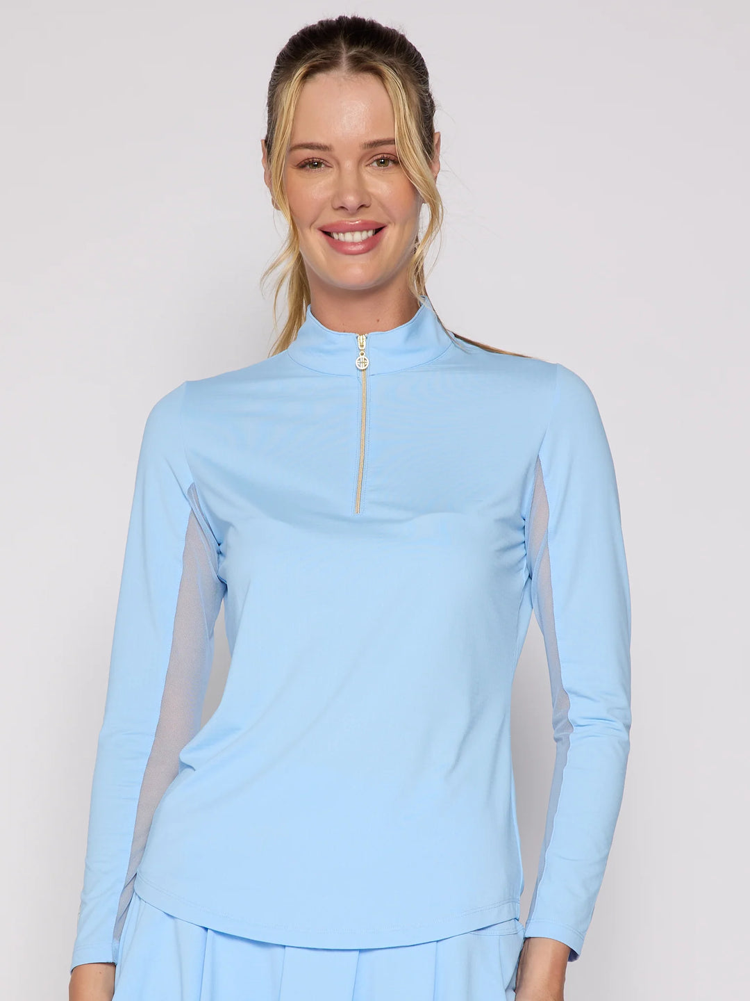 G-Lifestyle Quarter Zip Sun Protection Top - Light Blue - Skorzie