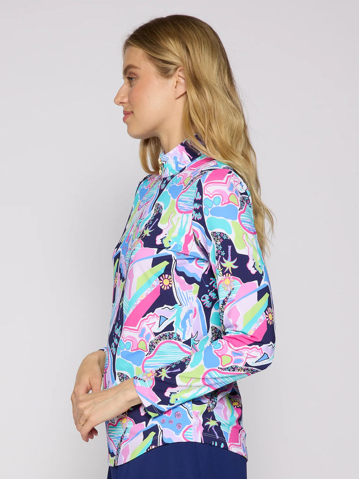 G-Lifestyle Quarter Zip Sun Protection Top - Navy Golfer - Skorzie