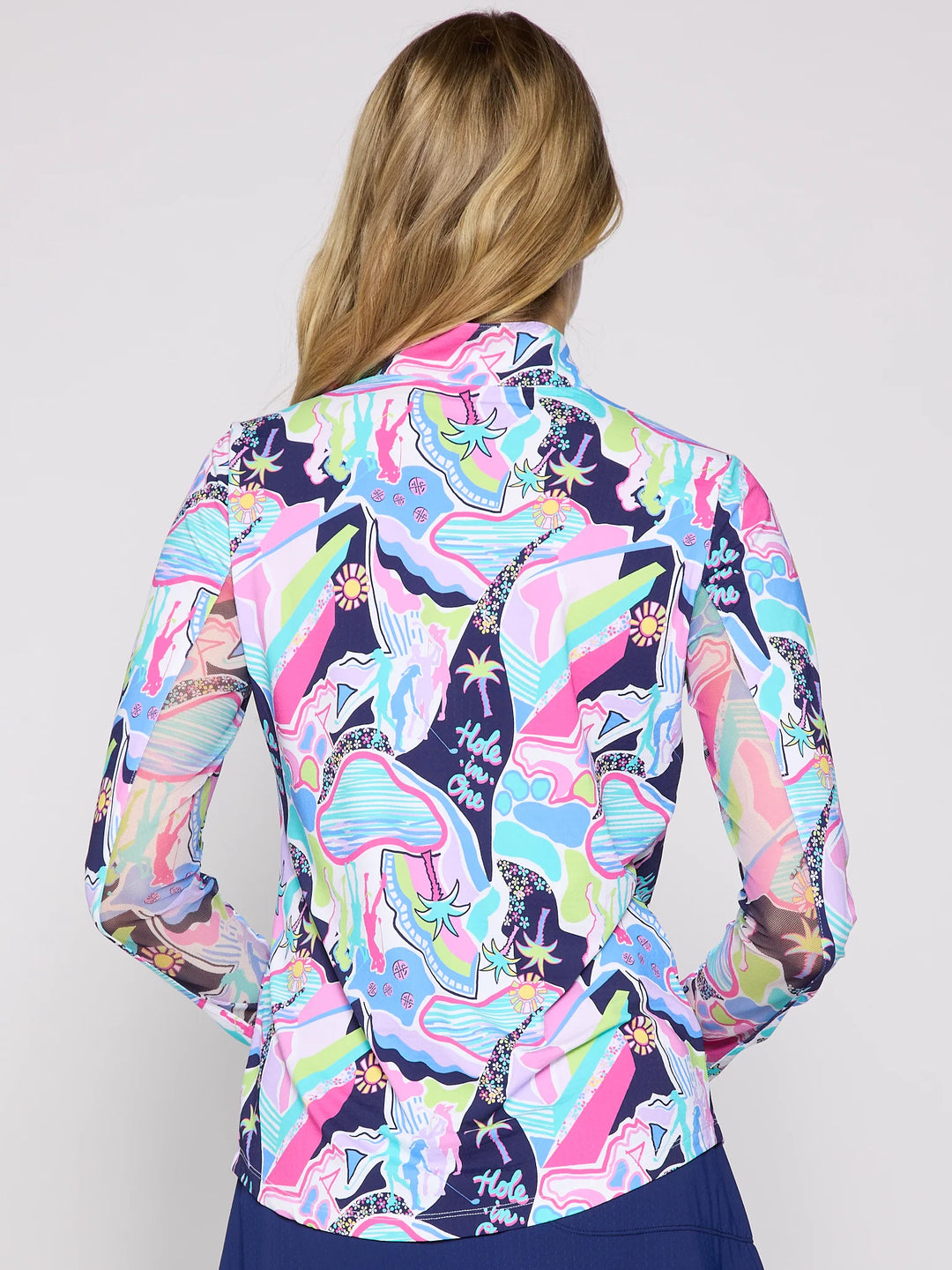 G-Lifestyle Quarter Zip Sun Protection Top - Navy Golfer - Skorzie