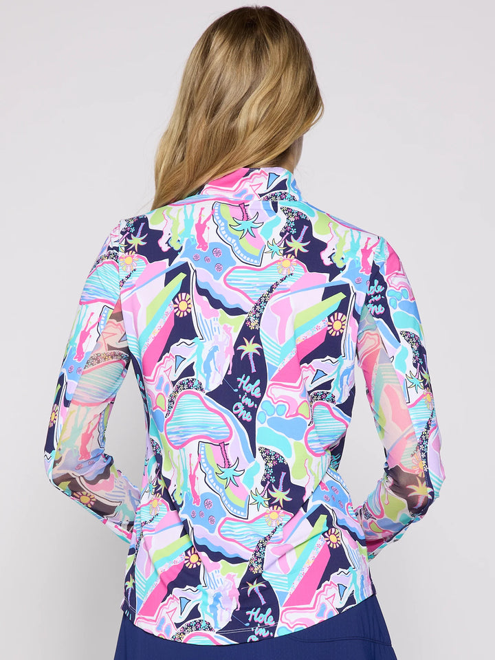 G-Lifestyle Quarter Zip Sun Protection Top - Navy Golfer - Skorzie