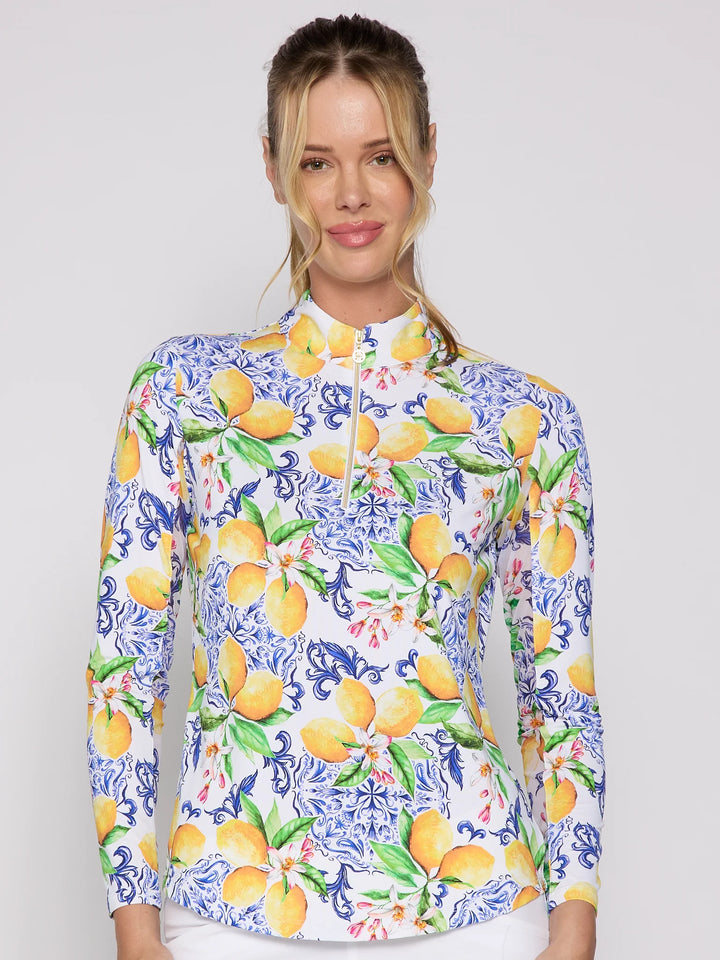 G-Lifestyle Quarter Zip Sun Protection Top - Blue Lemon - Skorzie