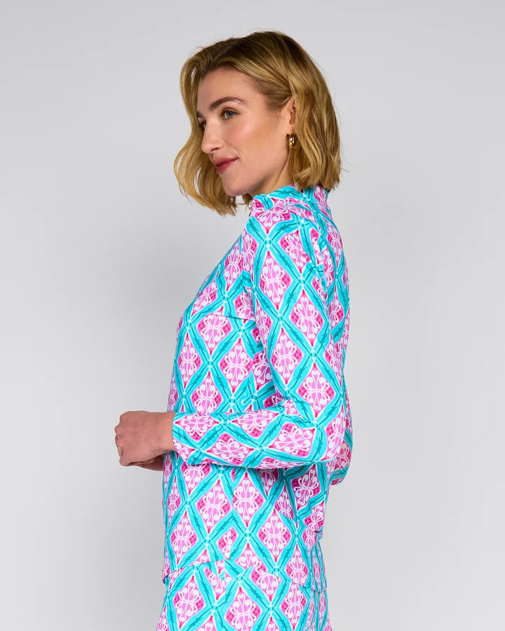 G-Lifestyle Womens Long Sleeve Zip Mock - Mandala Multi (Copy) - Skorzie