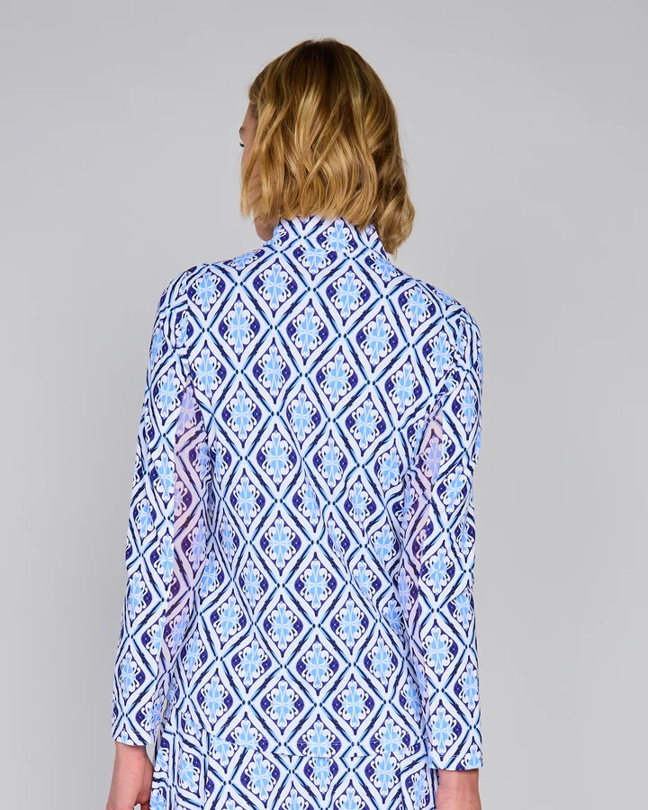 G-Lifestyle Womens Long Sleeve Zip Mock - Blue Arbor - Skorzie