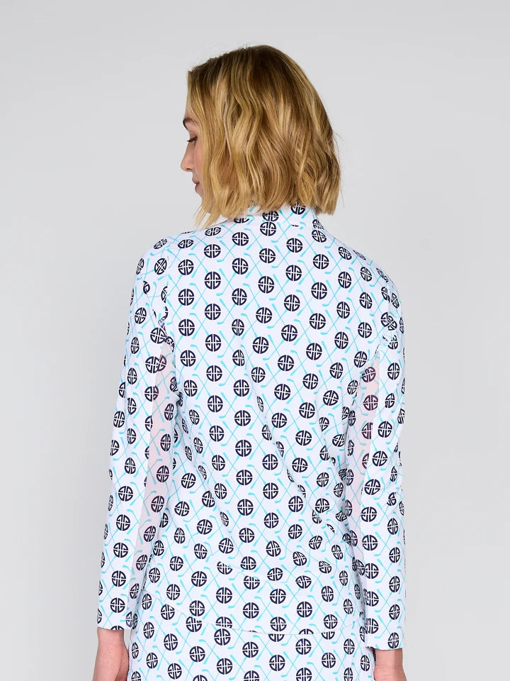 G-Lifestyle Womens Long Sleeve Zip Mock - Blue Birdie - Skorzie