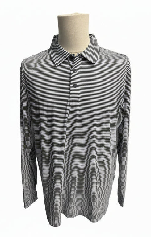 SanSoleil SOLCOOL L/S STRIPE POLO  - White Submarine - Skorzie