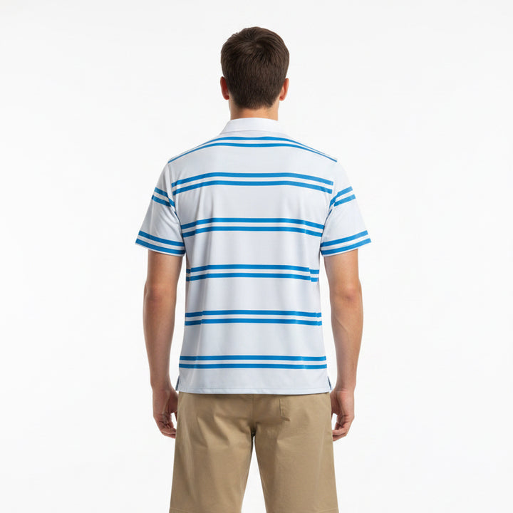 G/FORE Men's Golf Polo Offset Stripe Sky Blue Size XL