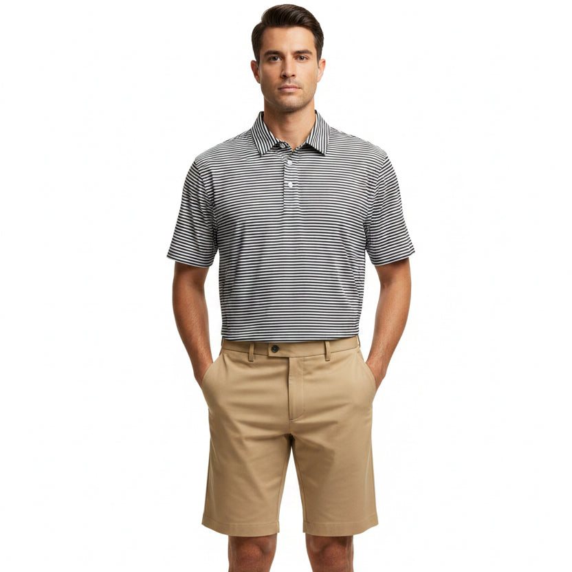 G/FORE Men's Polo All Play Stripe Stretch Knit Pine Size M