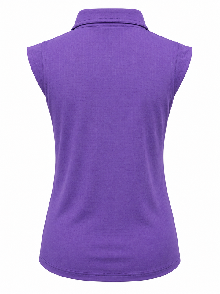 IBKUL Womens Riley Sleeveless Zip Polo - Plum