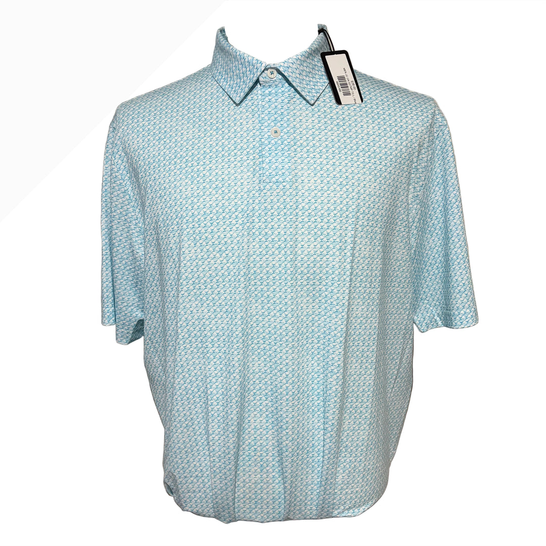 Greg Norman Stretch Shark Tail Mesh Polo - Turquoise Sea - Large - Skorzie