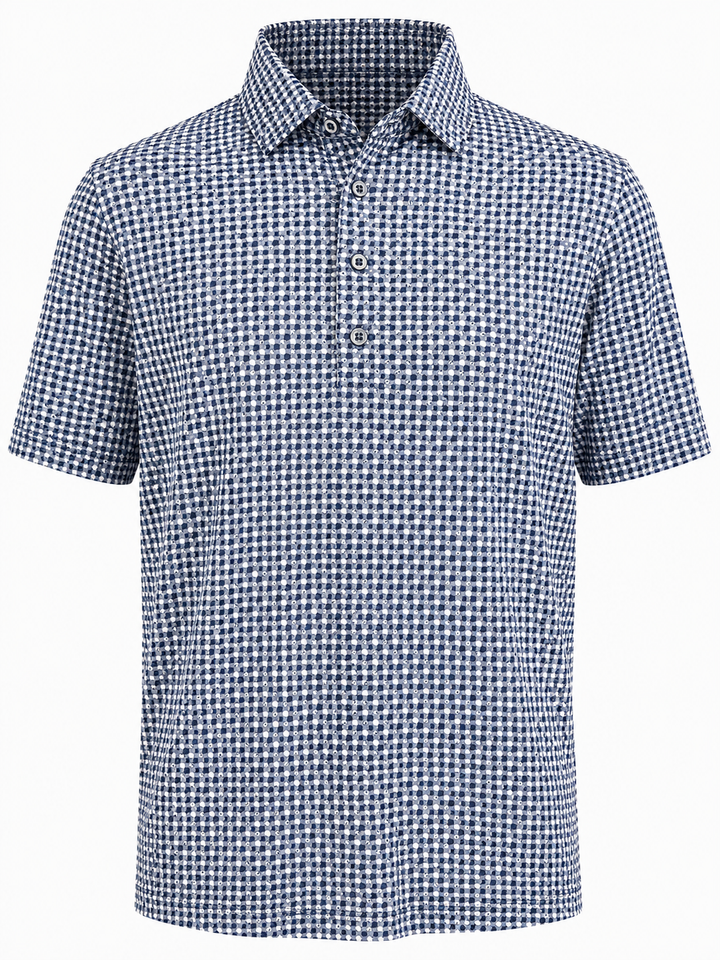 Bobby Jones Performance Clover Print Jersey Polo - Dutch Blue - Large