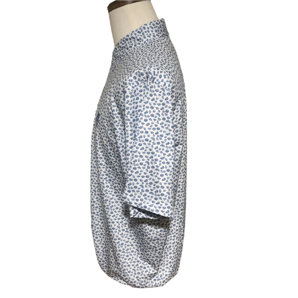 Dunning Golf Polo (w/ logo) - White/Blue Palm - Skorzie