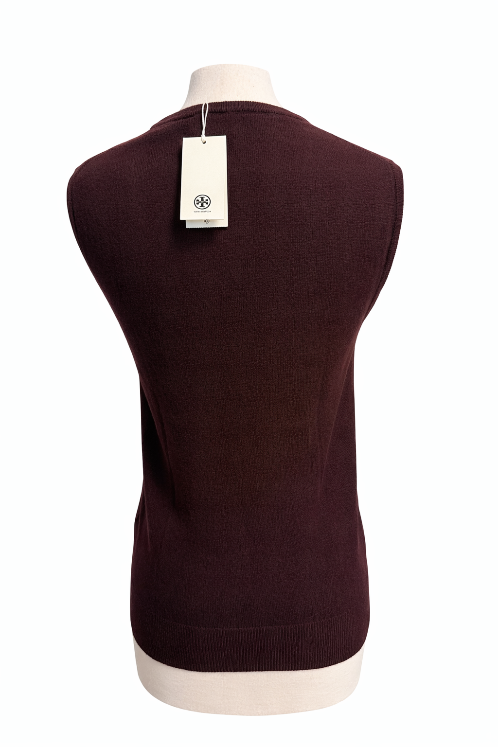 Tory Burch Birdie Cashmere Sweater Vest - Dark Winterberry - Small - Skorzie