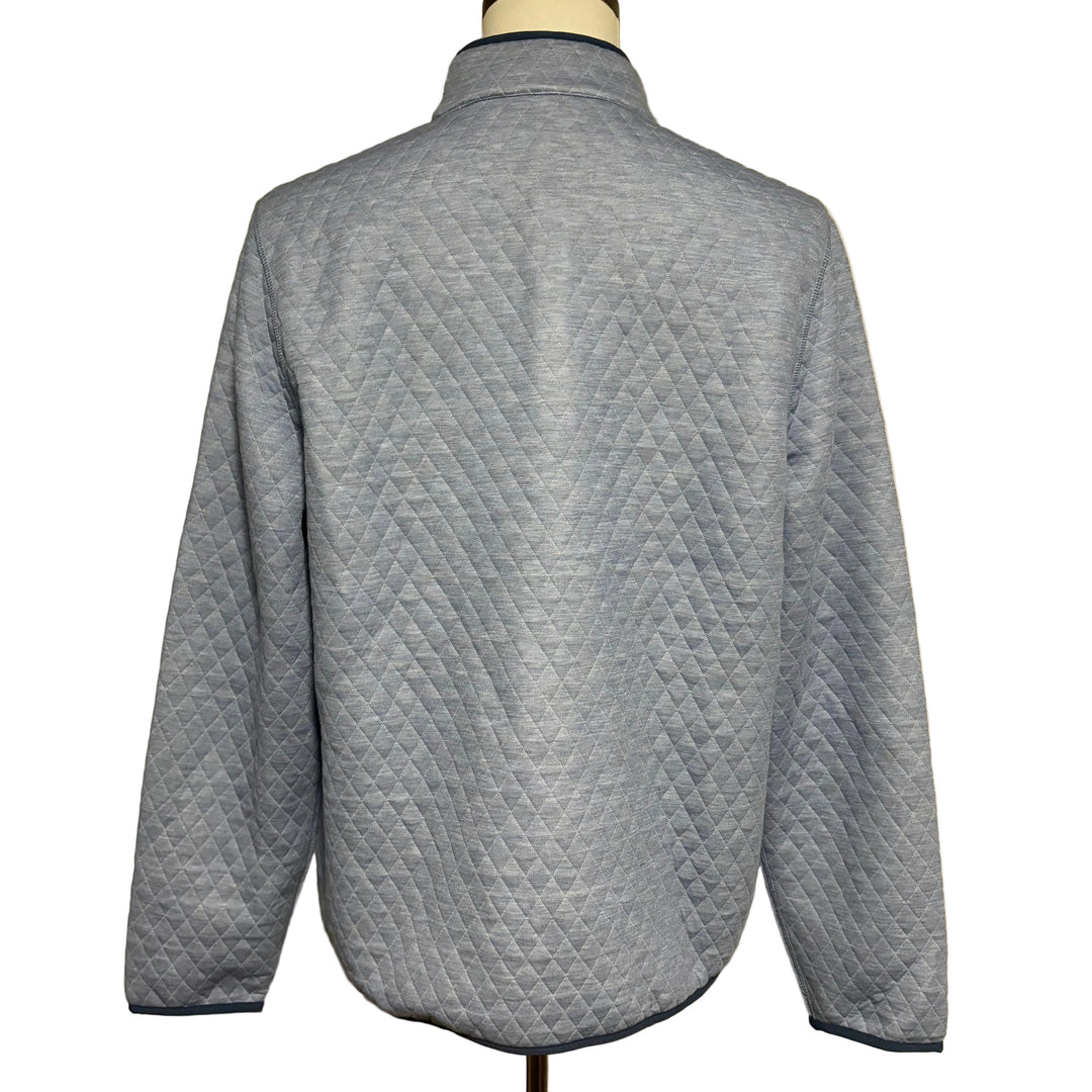 Marine Layer Corbet Quilted Reversible Pullover - Mid Blue/Light Grey - Skorzie