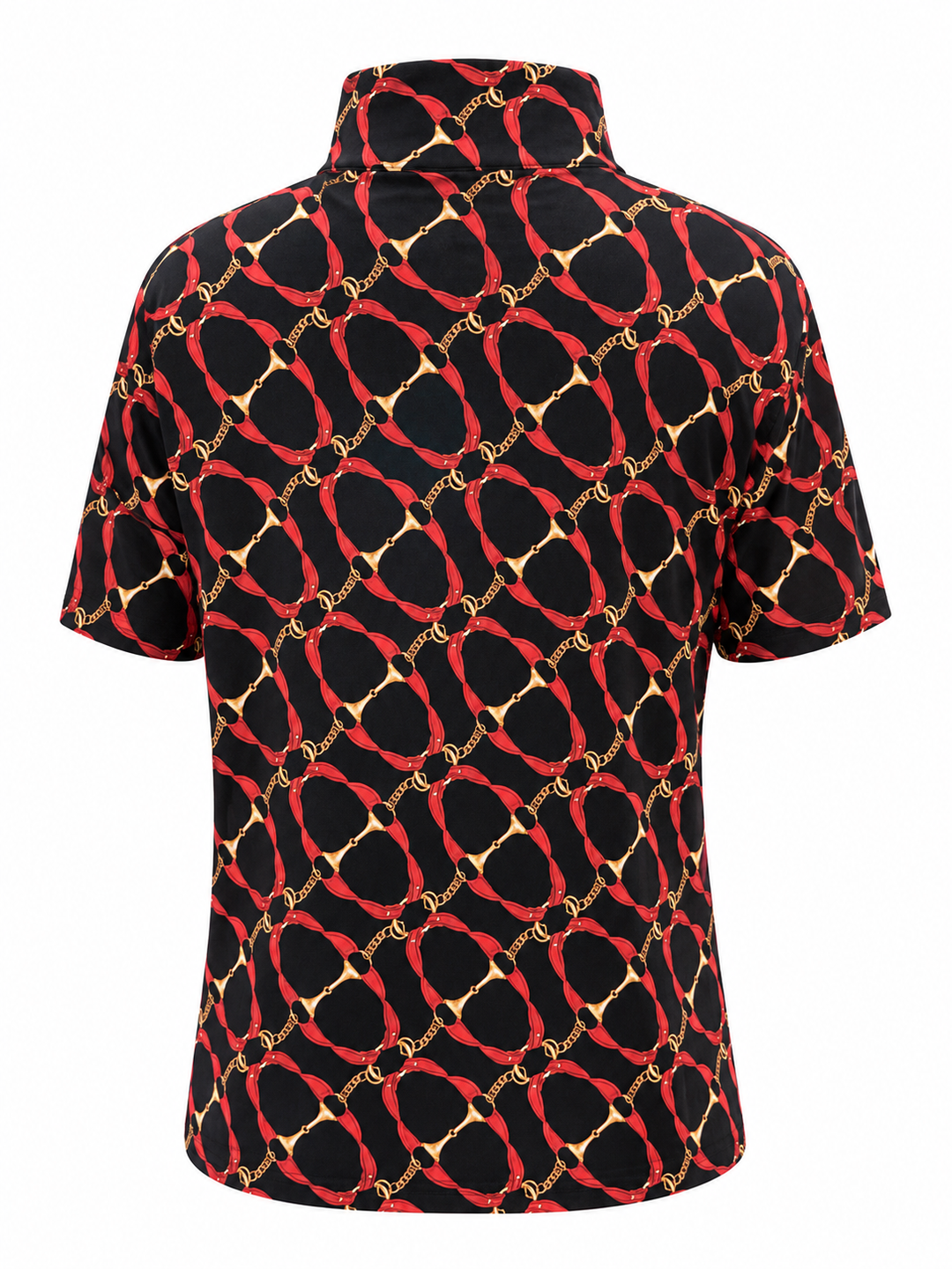 IBKUL Bitty Short Sleeve Zip Mock - Black/Red