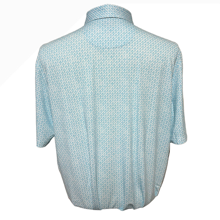 Greg Norman Stretch Shark Tail Mesh Polo - Turquoise Sea - Large - Skorzie