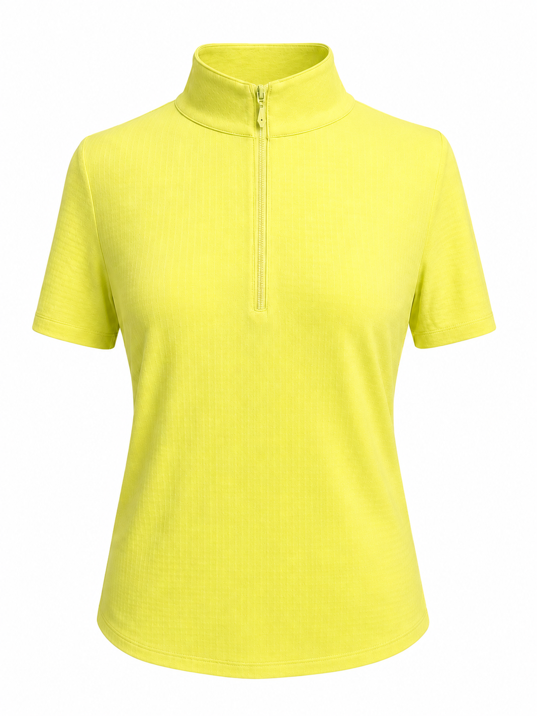 IBKUL Solid Short Sleeve Zip Mock - Butter
