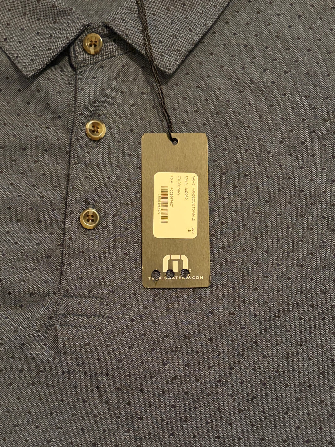 Travis Mathew Men's L/S Polo Handsome Town Navy Size S
